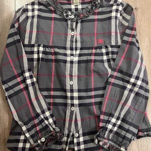 Burberry Girls Plaid Long Sleeve Shirt Size 6